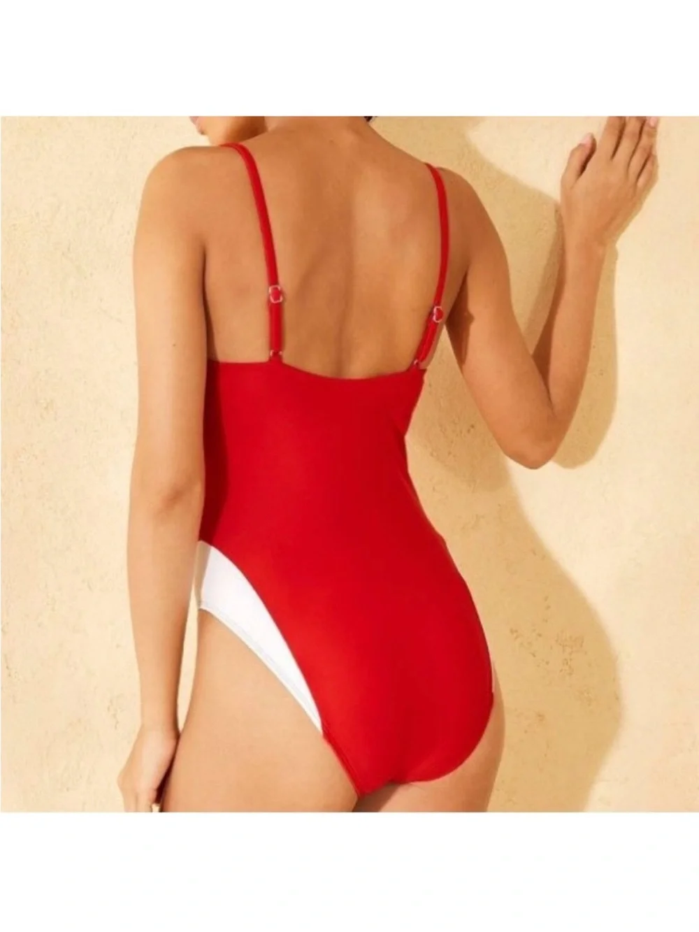 Target Red and White Colorblock One-Piece Swimsuit